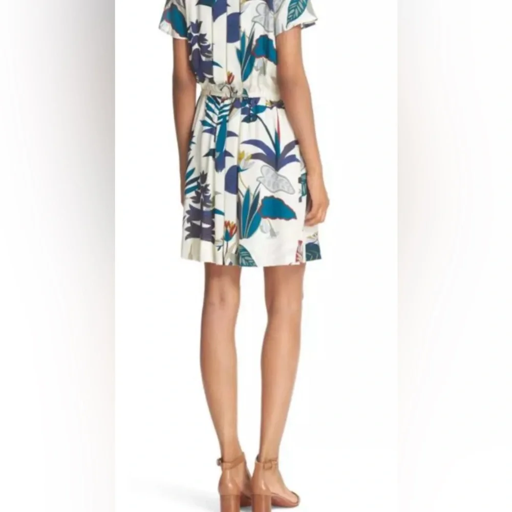 Tory Burch Anatolie Botanical Print Short Sleeve Silk Dress Size 2
